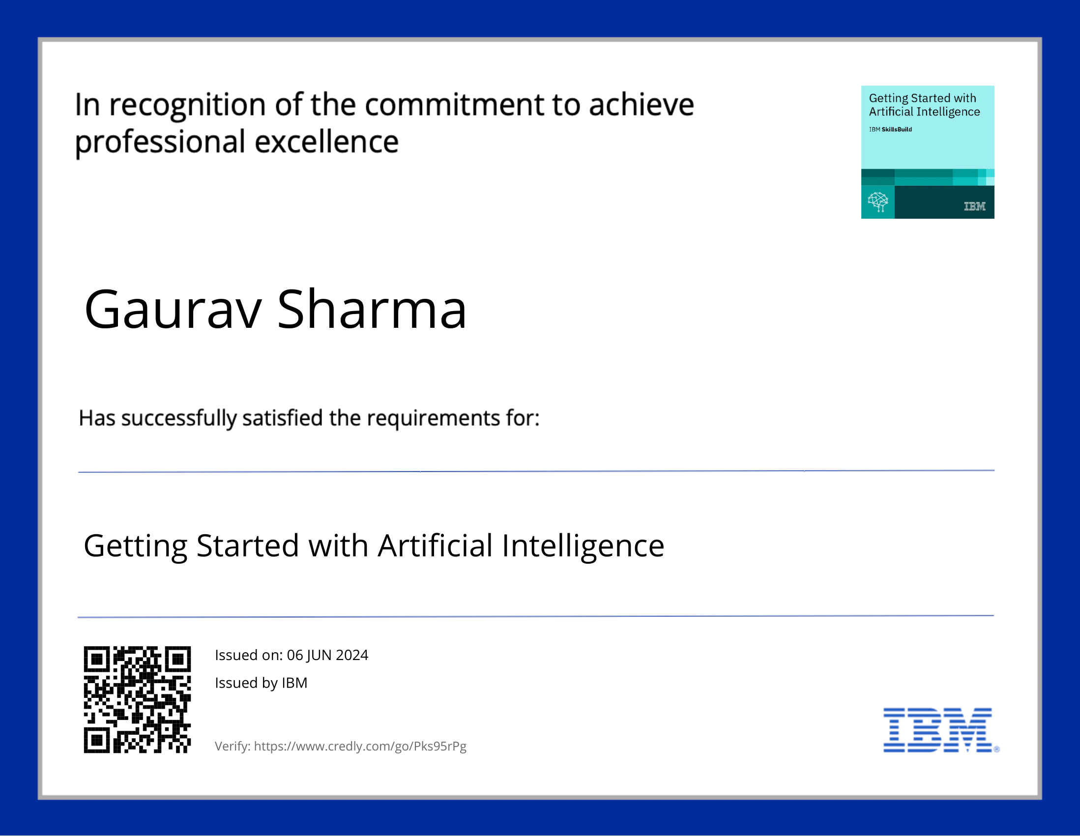 Artificial Intelligence Certificate